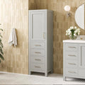 ARIEL Cambridge Bathroom Storage Cabinet - Solid Hevea Wood and Fully Assembled for Long-Lasting Durability and Sophisticated Finish, Freestanding Linen Bathroom Cabinet - 65”H x 20”W x 16”D, Grey
