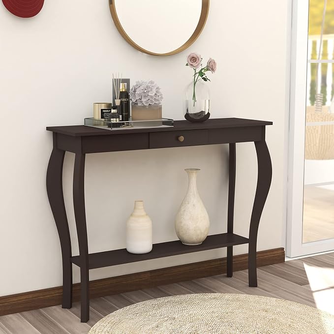 ChooChoo 39" Narrow Entryway Table with Drawer, Espresso