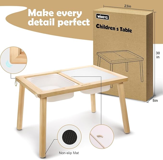 WINGYZ Sensory Table for Toddlers, Kids Table with 3 Storage Bins FSC Safe