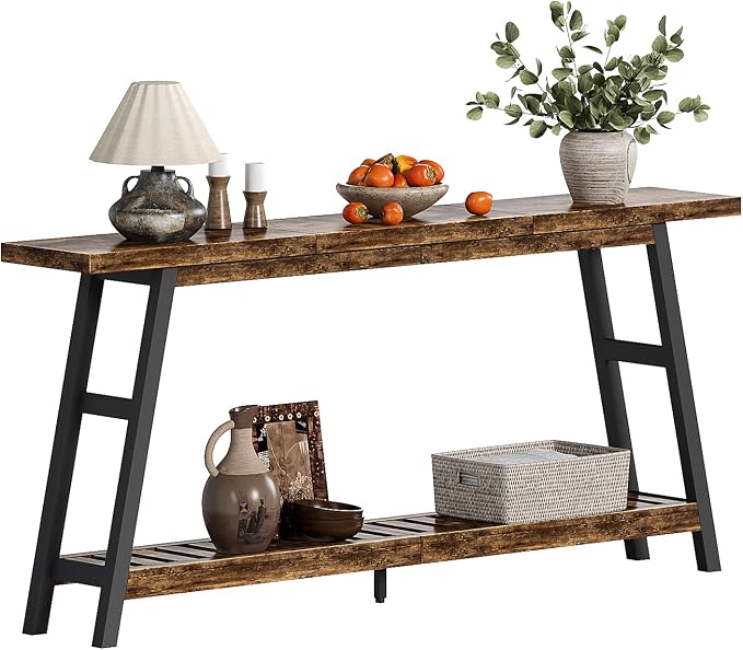 ChooChoo 70.9 Inch Long Console Tables for Entryway, Hallway Table, 2-Tier