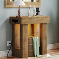 Unikito 32" Entry Table with Sensor Light and Power Outlets, Natural Oak