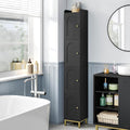Hzuaneri 4-Tier Narrow Tall Storage Cabinet | Slim Bathroom Storage Cabinet with 4 Adjustable Feet and Shelves, for Living Room, Laundry Room, Black,11"D x 11"W x 70.9"H