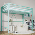SHA CERLIN Loft Bed Twin Size with Ladder and Guardrail,Aqua Blue