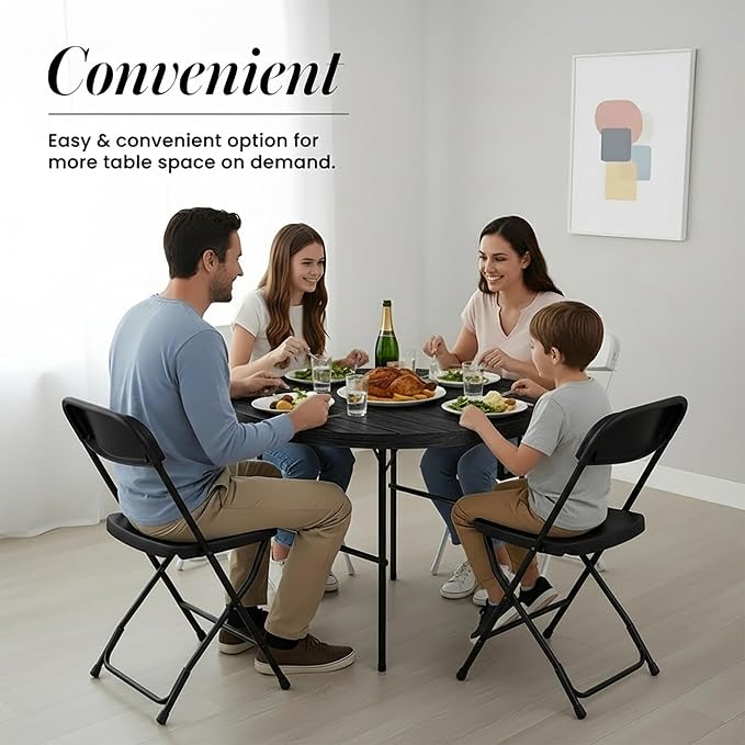2 PACK of 3.5 Feet Circular Round Foldable Table with Built in Handle & Steel Legs | Heavy Duty Portable | Perfect for Party, Dining, Wedding, Events, Picnic Indoor, Outdoor, Camping, Utility