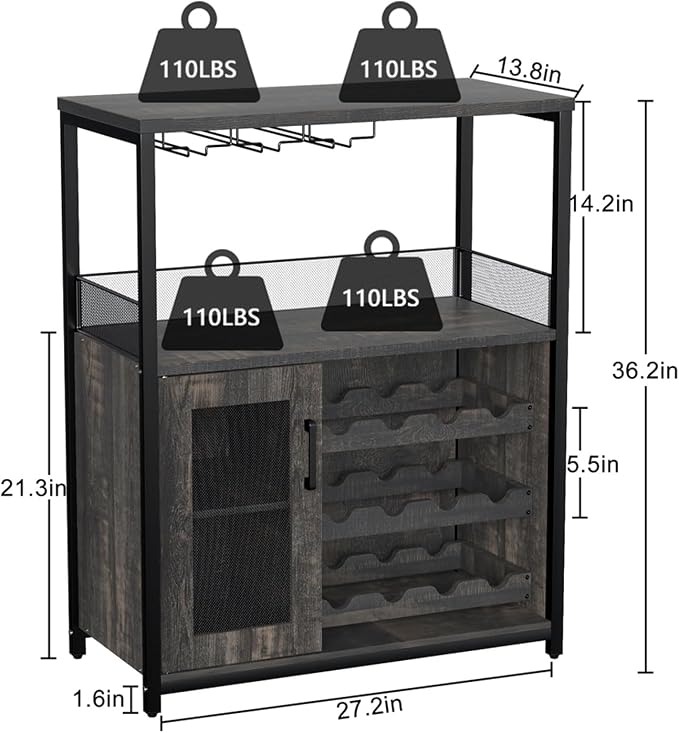 GAOMON Coffee Wine Bar Cabinet with Storage and Detachable Rack