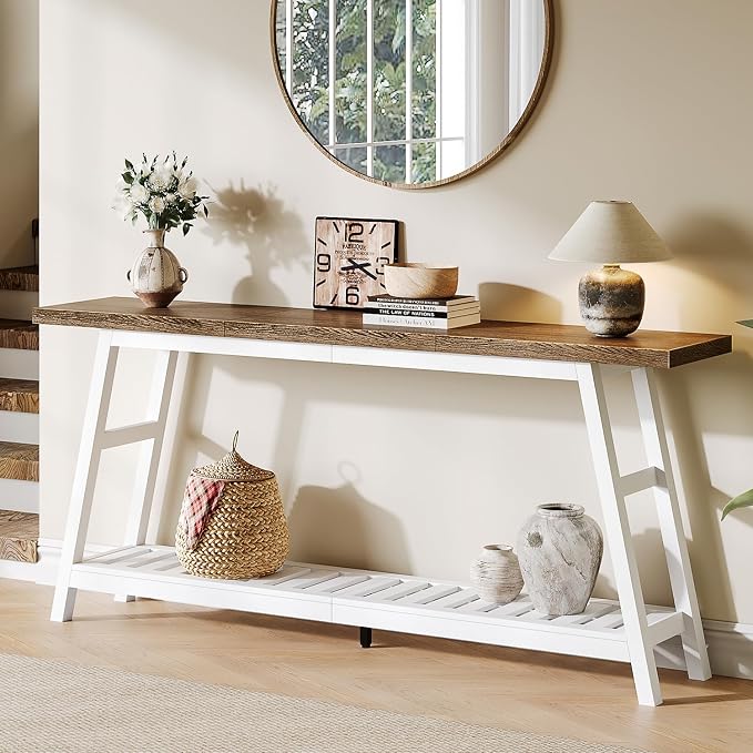ChooChoo 70.9 Inch Long Console Tables for Entryway, Hallway Table, 2-Tier