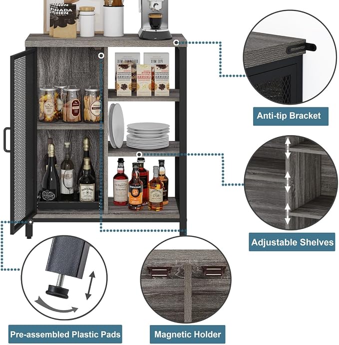 BON AUGURE Liquor Cabinet Bar for Home, Coffee Storage Cabinet
