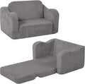 MeMoreCool Kids Chair, 2-in-1 Corduroy Fold Out Sofa, Foam Seat, Light Grey
