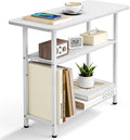 SLEEPING LAMB Side Table for Living Room, 3-Tier End Table for Small Space with Wide Storage Tabletop, Elegant White Narrow Nightstand for Bedroom, Sofa Couch