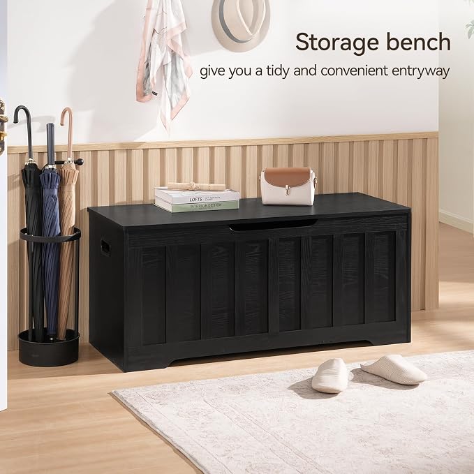 VANKILEY 43.3" Storage Chest Extra Large, Storage Bench.(Black)