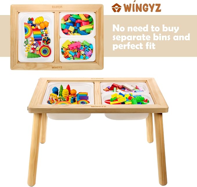 WINGYZ Sensory Table for Toddlers, Kids Table with 3 Storage Bins FSC Safe