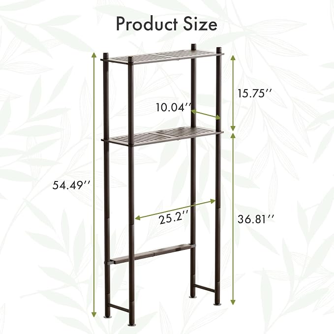 AmazerBath Bamboo Over The Toilet Storage Shelf, 2-Tier Over Toilet Bathroom Organizer Rack, Bathroom Shelves Over Toilet Space Saver, Espresso
