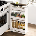 Yoobure Rolling Slim Storage Cart - Narrow Cart on Wheels, Slide Out Utility Carts with Adjustable Shelves, Organizer Trolley with Handle & Flip Top for Kitchen, Laundry