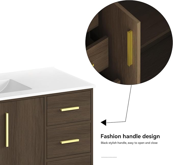 LUMISOL 48 Inch Bathroom Vanity with Sink, Freestanding Bathroom Vanity with 9 Storage Drawers and 2 Soft-Closing Doors, Wood 48" Bathroom Vanities with Resin Sink, Dark Brown
