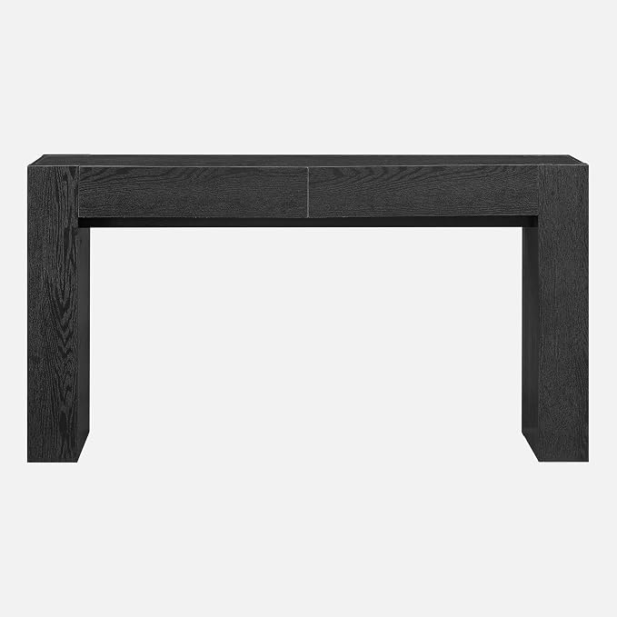 OKD 63" Console Table with Drawers, Thick Block Entryway Table, Black
