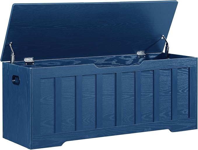 VANKILEY 47.2" Storage Chest Extra Large, Wooden Storage Bench(Blue)