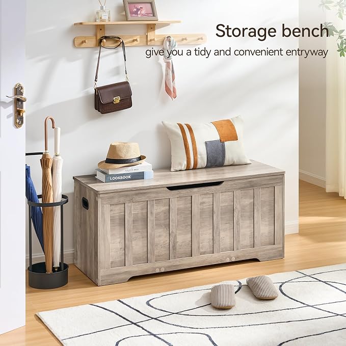 VANKILEY 43.3" Storage Chest Extra Large, Storage Bench.(Greige)