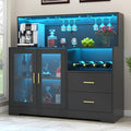 Bar Cabinet for Home with LED Light,Coffee Bar Cabinet w/ Wine & Glass Rack