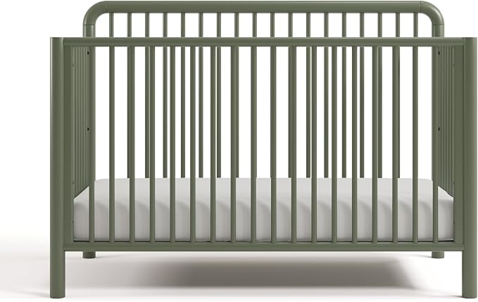 Storkcraft Porto 5-in-1 Convertible Crib with Toddler Guardrail, Olive