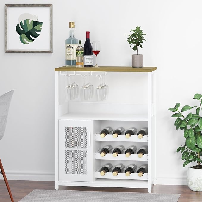 GAOMON Coffee Wine Bar Cabinet with Storage and Detachable Rack