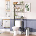 AmazerBath Bamboo Over The Toilet Storage Shelf, 3-Tier Over Toilet Bathroom Organizer Rack, Bathroom Shelves Over Toilet Space Saver, Forest Green