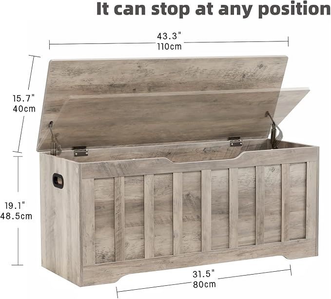 VANKILEY 43.3" Storage Chest Extra Large, Storage Bench.(Greige)
