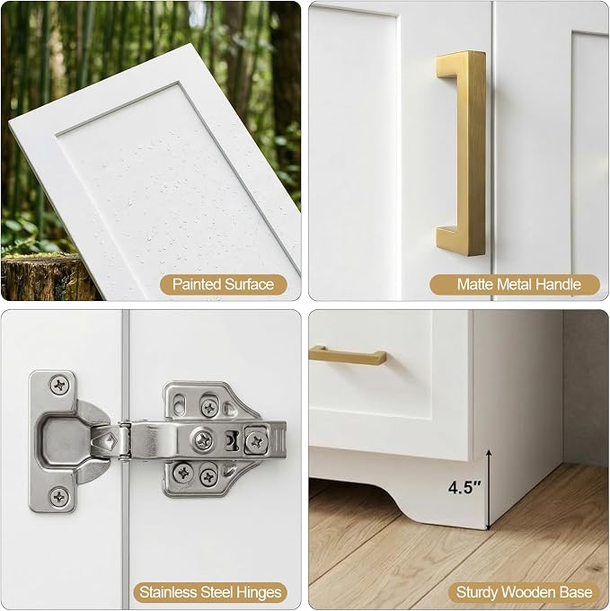 36 Inch Bathroom Vanity with Sink, Modern Wood Shaker Bathroom Vanity Cabinet with 2 Soft-Close Doors & 2 Drawers, Freestanding Bathroom Sink Storage Cabinet, Waterproof Painted Surface, White