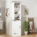 MHOM 71" Tall Bathroom Storage Cabinet, Farmhouse Storage Cabinet with Adjustable Shelves, Narrow Linen Tower Cabinet for Bathroom, Laundry, and, Living Room, White