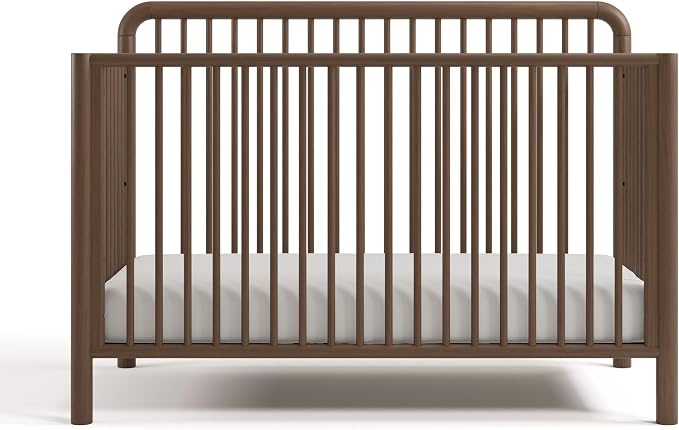 Storkcraft Porto 5-in-1 Convertible Crib with Toddler Guardrail, Hazelnut