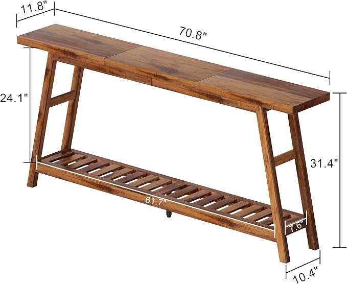 ChooChoo 70.9 Inch Long Console Tables for Entryway, Hallway Table, 2-Tier