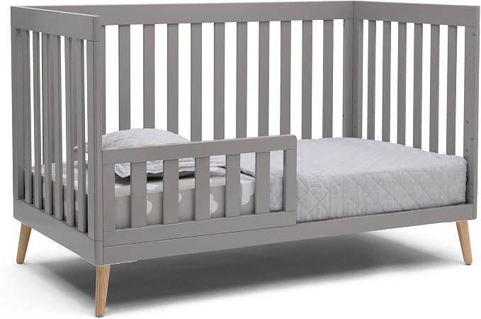Delta Children Essex 4-in-1 Baby Crib & Mattress, Grey/Natural