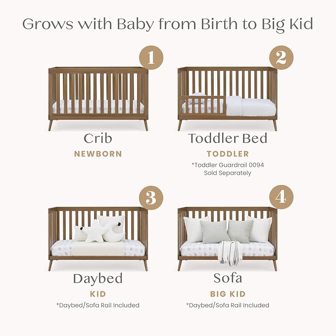 Delta Children Essex 4-in-1 Baby Crib & Mattress, Chestnut