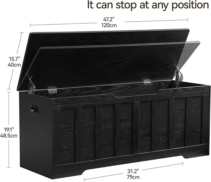 VANKILEY 47.2" Storage Chest Extra Large, Storage Bench(Black)