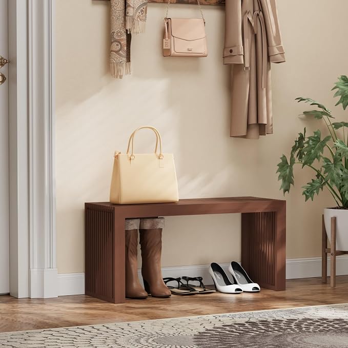 APRTAT Bamboo Dining Bench 35 Inch Indoor Wooden Shoe Benches for Entryway
