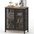 BON AUGURE Coffee Bar Cabinet with Storage for Home Kitchen, Rustic Liquor Cabinet for Entryway, Small Industrial Buffet Sideboard Cabinets for Dining Room (Vintage Oak)