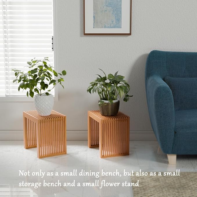 APRTAT Bamboo Dining Bench 17 Inch Indoor Wooden Shoe Benches for Entryway