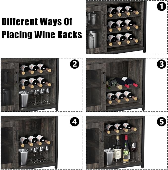 GAOMON Coffee Wine Bar Cabinet with Storage and Detachable Rack