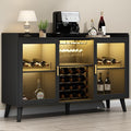 Wine Bar Cabinet with LED Light, Home Coffee Cabinet w/ Wine & Glass Holder