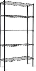 Amazon Basics 5-Shelf Adjustable Heavy Duty Steel Wire Storage Shelves for Garage, Kitchen, Easy Assembly, 36" x 14" x 72", Black