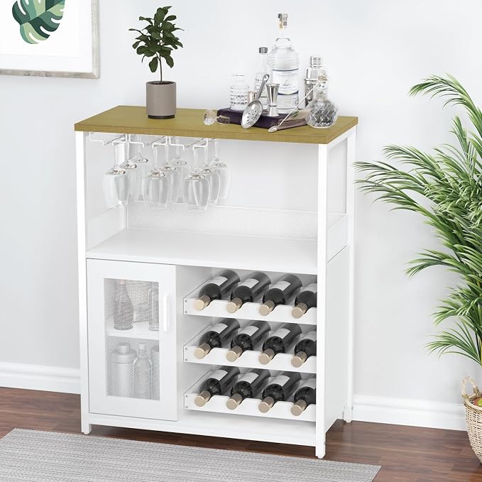 GAOMON Coffee Wine Bar Cabinet with Storage and Detachable Rack