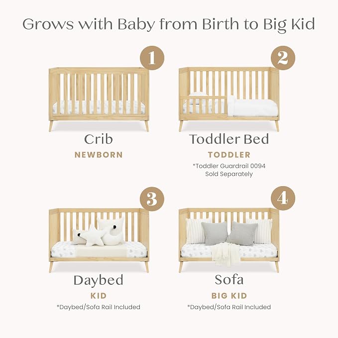 Delta Children Essex 4-in-1 Baby Crib & Mattress, Natural