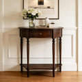 Half Moon Console Table Solid Wood Vintage Entryway Table with Storage Drawer Small Hallway Table for Entryway Half Round Foyer Tables Walnut Entry Way Tables For Entrance (Walnut, W-31.5")