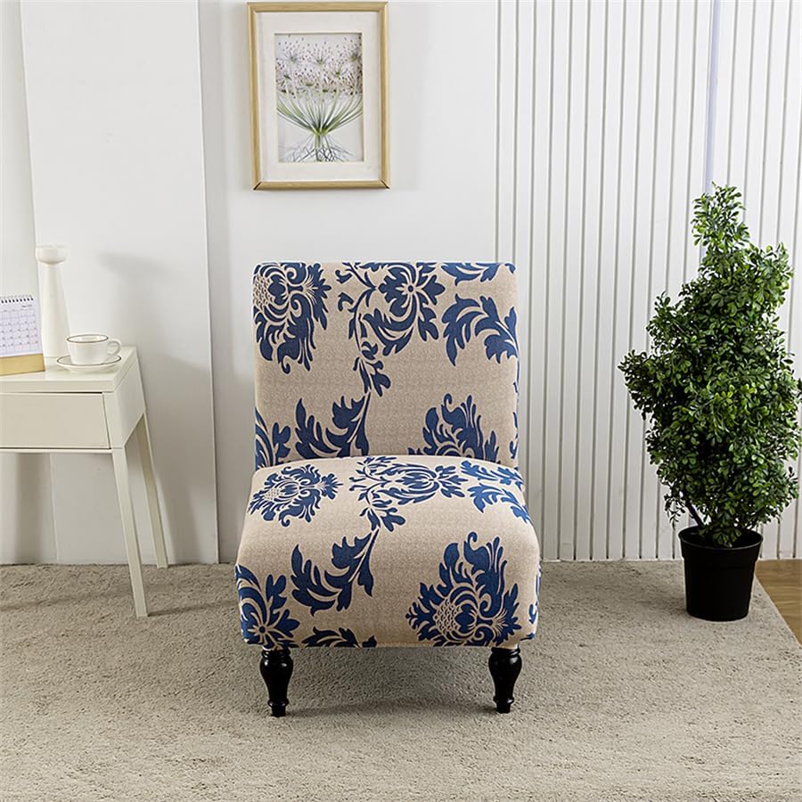 Eco-Ancheng Armless Chair Slipcover Removable Armless Accent Chairs Covers Washable Armless Slipper Chair Slipcover Printed Armless Chair Furniture Protector Covers for Living Dining Room Hotel