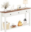 Homieasy Farmhouse Console Table with 3 Drawers, 47 Inch Wood Sofa Table with Storage Shelf for Living Room, Behind Couch, Entryway Table for Hallway, Living Room, or Foyer, Brown and Antique White