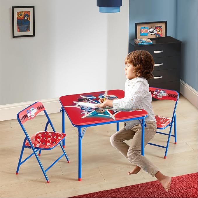 Marvel Spidey and His Amazing Friends Kids Activity Table and Chair Set,3 Piece Set with Square Table & 2 Folding Chairs, Furniture for Ages 3+, Indoor Play & Learning