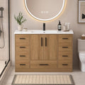LUMISOL 48 Inch Bathroom Vanity with Sink, Freestanding Bathroom Vanity with 9 Storage Drawers and 2 Soft-Closing Doors, Wood 48" Bathroom Vanities with Resin Sink, Light Oak