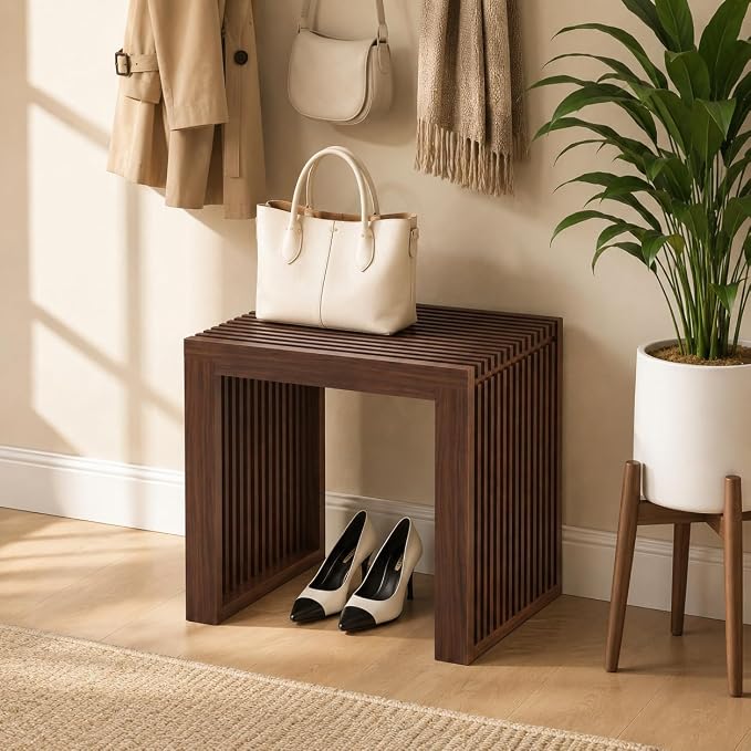 APRTAT Bamboo Dining Bench 17 Inch Indoor Wooden Shoe Benches for Entryway