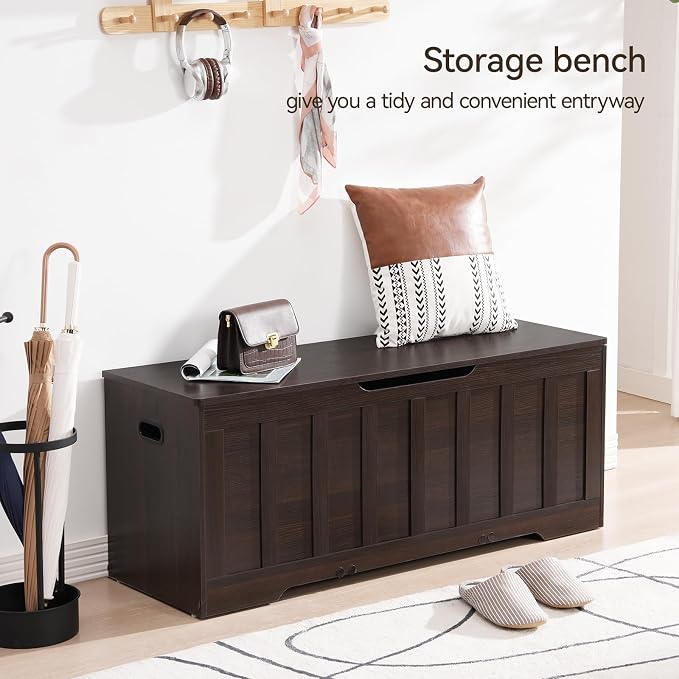 VANKILEY 47.2" Storage Chest Large,Trunk with 2 Safety Hinges(Espresso)