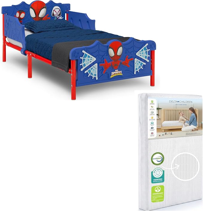 Delta Children 3D Toddler Bed & Mattress, Spidey and His Amazing Friends
