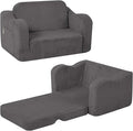 MeMoreCool Kids Chair, 2-in-1 Corduroy Fold Out Sofa, Foam Seat, Dark Grey
